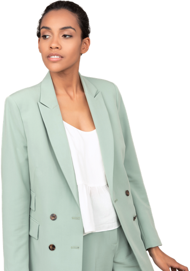 Candidate souriante en tailleur
