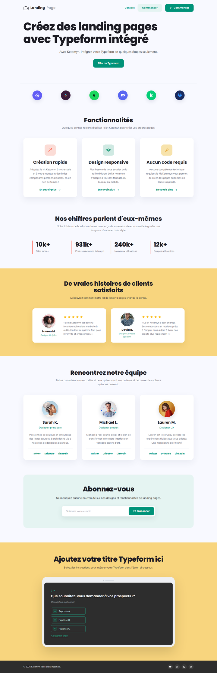 Landing Page with Typeform - Desktop
