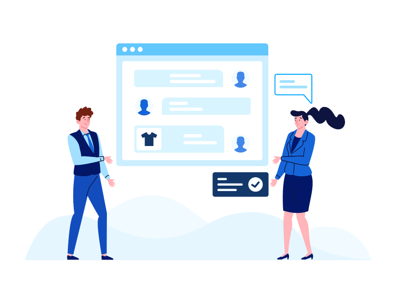 Illustration : deux personnes organisant des contenus