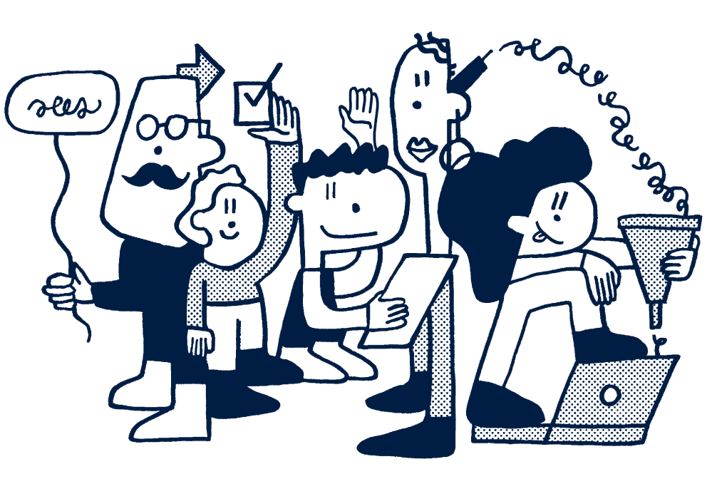 Illustration d'une équipe enthousiaste
